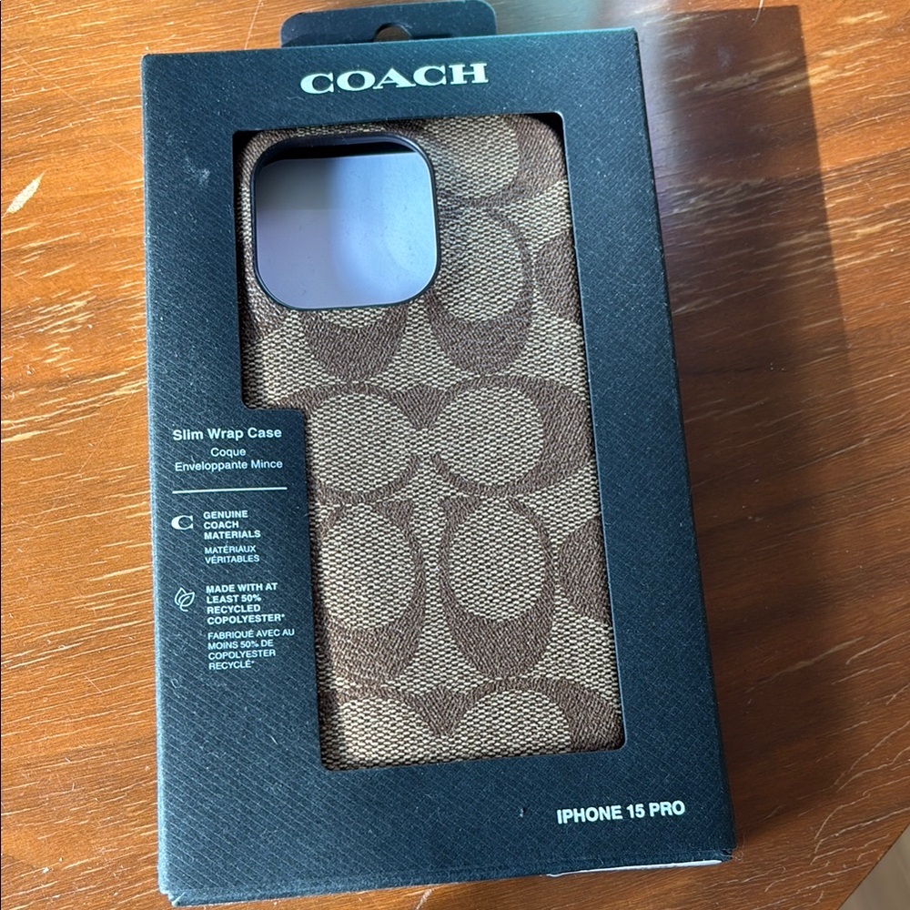 Coach Brown Slim Wrap Case for iPhone 15 Pro